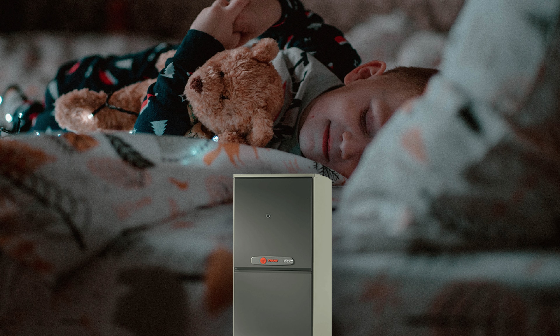 Trane gas furnace product pictured in a home